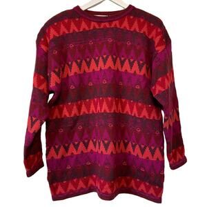 Vintage Triangle Pattern Longer Crewneck Sweater - Women's Size L